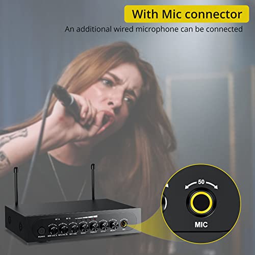 PROZOR UHF Wireless Microphone with Volume Treble Bass Echo Control, Wireless Rechargeable Mic Dual Handheld Dynamic Mic System (Bluetooth UHF Base Station – Echo/Treble/Bass Control) - style: Base Station Bluetooth UHF Mic – Echo Control