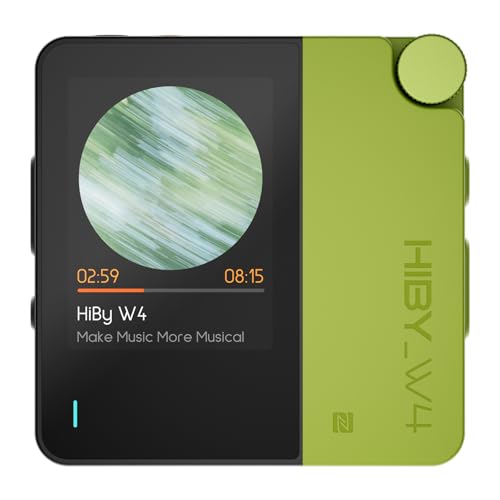 HiBy W4 Bluetooth Headphone Amplifier USB DAC, BT 5.4 & NFC, aptX Lossless LDAC, Dual DAC, DSD512 PCM 768kHz, 2-Inch Touch Screen, CVC Noise Reduction, 3.5mm & 4.4mm Balanced Output - color: Green