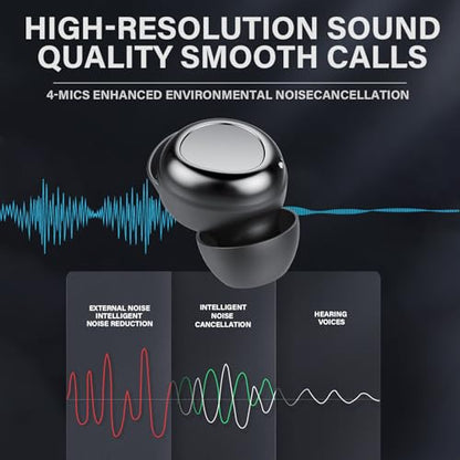 Sleep Ear Buds, New True Wireless Earbuds, Ultra-Mini Bluetooth 5.4 Earbuds for Side Sleepers, 53H Play Hi-Fi Stereo 3D Bass Noise Cancelling Bluetooth headphones, Sleep Mode, IP7 Waterproof Earphones