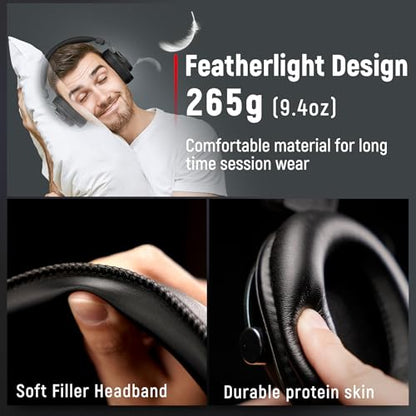 FIFINE HD8 Wired Studio Monitor Headphone, Detachable 3.5mm/6.35mm Cables | Podcast Headphones with 50mm Drivers, Closed-back, 50mm Drivers, Passive Noise Canceling, Lightweight, for PC/Mixer/Amplifier - color: Black