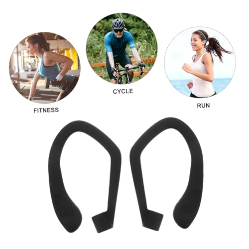 Housoutil 1pair Silicone Ear Hooks for Earbuds Slip Comfortable Fit for Running Jogging Cycling Compatible Earphone Models Black Silicone Accessories