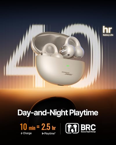 Baseus Inspire XC1 Open Ear Clip-On Earbuds, Sound by Bose, Dolby Audio, Adaptive Tunning Sound, Hybrid 2-Way Driver, Zero-Sense Air Cushion, 4-Mic Adaptive Clear Calls, IP66 Waterproof, 40H Playtime - color: Starlight Off-White
