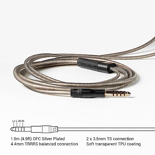 MEZE AUDIO | 4.4mm OFC Upgrade Balanced Cable for 99 Series | Silver-Plated OFC Copper | 4.4mm Male to Dual TS Mono 3.5mm Male Connector Plug | Cable Length 1.50m/4.9ft - size: 4.4 mm ( Balanced )