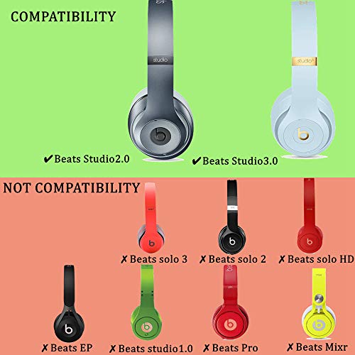 Replacement Ear Pads Cushions, Earpads Cover Compatible with Beats Studio 2 and Studio 3 Over Ear Headphones by Dr.DRE 1 Pair (Black) - color: Black