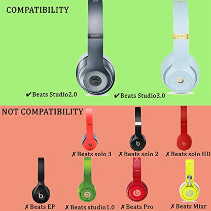 Replacement Ear Pads Cushions, Earpads Cover Compatible with Beats Studio 2 and Studio 3 Over Ear Headphones by Dr.DRE 1 Pair (Black) - color: Black