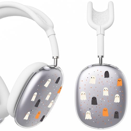 for AirPods Max Headphones Halloween Ear Covers for AirPods Max 2 | Cute Ghost Clear Ear Cups Cover | White Silicone Ear Pad Case Headband Cover for Apple AirPods Max 2/1 (2026/2024/2020) - color: Ghost A/White
