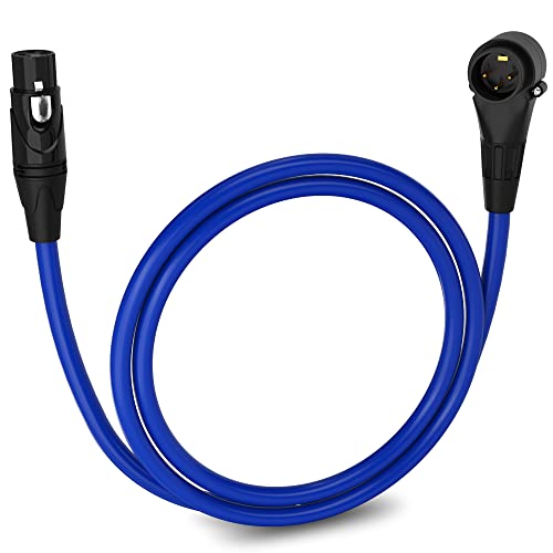 LyxPro 3 ft XLR Mic Cable, Right-Angle Male to Female, Blue - color: Blue, size: 3 Feet Angled Male