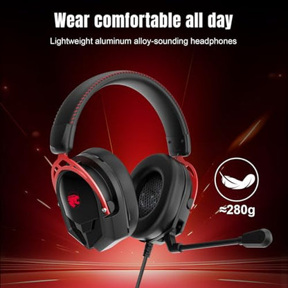 IMYB A88 Gaming Headset with Mic for Ps5, Pc, Xbox One Series X/s, Ps4, Switch, Stereo Wired Noise Cancelling Headphones with Microphone for Computer, Laptop, Mac, Nintendo, Games (Red) - color: BlackRed