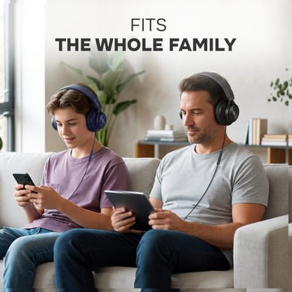 Artix Over Ear Headphones Wired with Mic, Corded Head Phones (3.5mm Jack) - color: Onyx Black