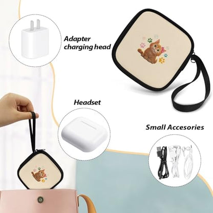 Rectangle Shaped Portable Protection Earphone Case Lightweight Universal Carrying Bag Wired/Bluetooth Headset Box Storage Pouch(Cat) - color: Cat
