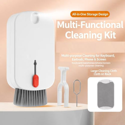 5 in 1 Phone Cleaner Kit, Portable Cleaning Kit Phone Charging Port Cleaner, Laptop Computer Earbud Headphone Cleaner Tool Set for iPhone Keyboard Screen Speaker Lens - color: white-Q5