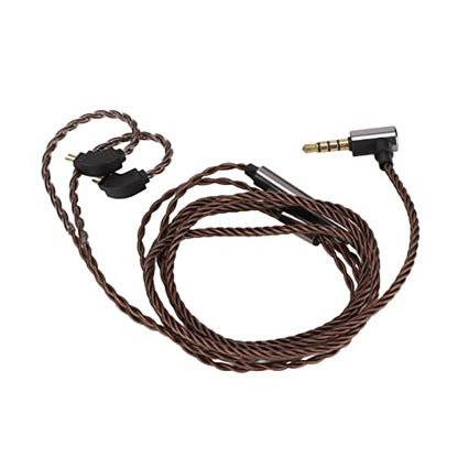 2 Pin 0.78mm Headphone Cable with Mic Replacement Headphone Cable Upgrade Cord with Volume Control Pre Shaped Earhook for IEM Music Calls