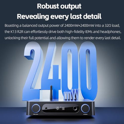 FiiO K13 R2R Desktop DAC & Headphone Amp, High-Fidelity 24Bit R2R DAC, Powerful 2400mW Output, LDAC Bluetooth Streaming, Dual Power Supply, 10-Band PEQ, Balanced XLR & RCA Audio Output (Silver) - color: Silver