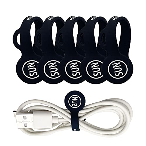 SUNFICON Magnetic Cable Clips Cable Organizers Earbuds Cords Clips Bookmark Whiteboard Noticeboard Fridge Magnets USB Cable Managers Keepers Ties Straps for Home Kitchen,Office,School,5 Pack Black