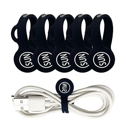 SUNFICON Magnetic Cable Clips Cable Organizers Earbuds Cords Clips Bookmark Whiteboard Noticeboard Fridge Magnets USB Cable Managers Keepers Ties Straps for Home Kitchen,Office,School,5 Pack Black