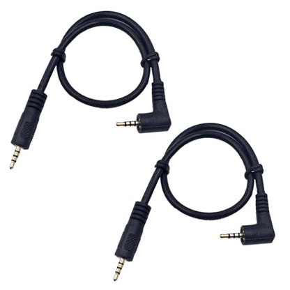 12 inch 2.5mm TRRS Audio Cable, 2 Pack, Straight to 90 Degree Angle Male Jack AUX Cord, Gold Plated Pure Copper