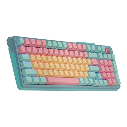 Cooler Master MK770 Macaron Wireless Mechanical RGB Gaming Keyboard, Kailh Box V2 Click White Switches, Gasket Structure, Hot-Swappable, Bluetooth|2.4GHz, Tactile 3-Way Dial, QWERTY (MK-770-MCKW1-US) - style: MK770 Macaron White