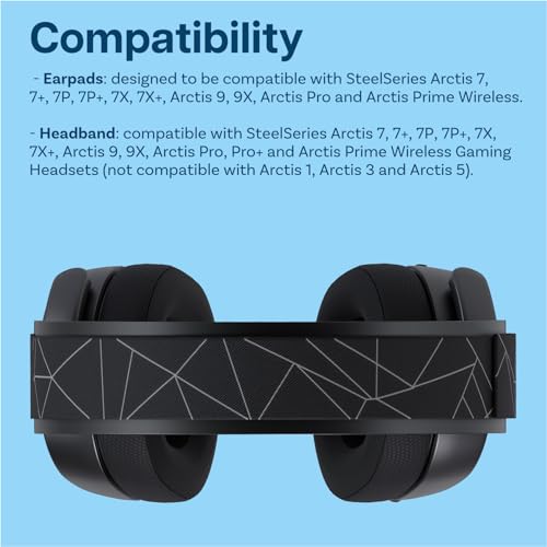 Ear Pads & Headband Replacement for SteelSeries Arctis 7/9 / Pro & Prime Wireless Gaming Headset etc. by MMOBIEL - Mesh Fabric Ear Pad Cushions & Elastic Fabric Headband Top Pad Cushion