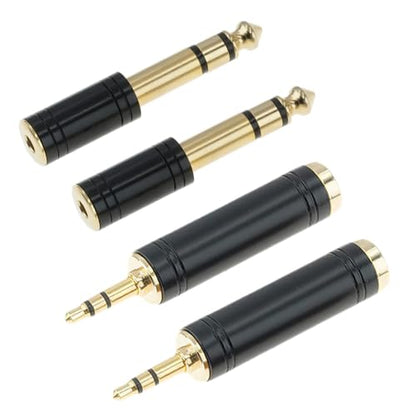 3.5mm Male to 6.35mm Female Stereo Pure Copper Adapter, 1/4 Male to 1/8 Jack Female Adapter, Used for Conversion Headphone Adapter, Electronic Drum/Pianos/Guitars, Black Fashion 4-Pack