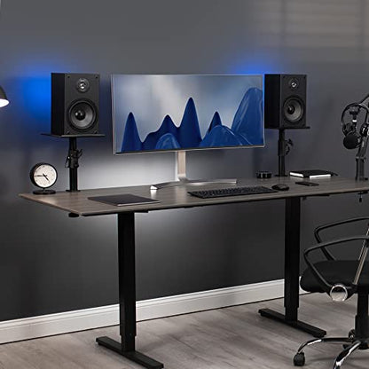 VIVO Clamp-on Speaker Stand Desk Mount Set, 10 x 9 inch Trays, Height Adjustment and Tilt, Universal Audio Holders for Computer and Bookshelf Speakers, Elevated Sound, 2 Pack, Black, MOUNT-SP01CB - color: Black