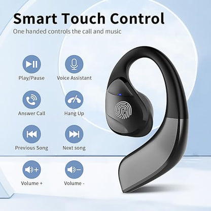 BANIGIPA Open Ear True Wireless Earbuds with Immersive Premium Sound | IP54 Waterproof Bluetooth 5.3 Headphones w/ DSP Noise Cancelling Mic for Sports Long-Lasting Comfort, 50H Playtime - color: AIR01-Black
