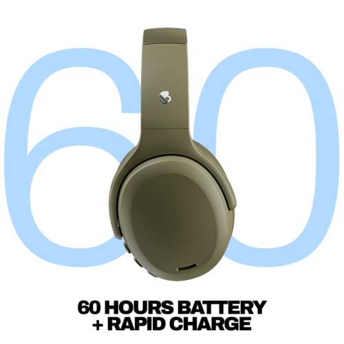 Skullcandy Crusher ANC 2 Noise Cancelling Wireless Headphones - Drab | Multi-Sensory Crusher Bass, Over-Ear Fit, Bluetooth, 60 Hours Battery, Working Out, Gym, Travel, Studying, Music, Gaming - color: Drab