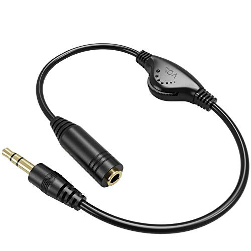 PChero 3.5mm Headphone Extension Cables, 2pcs 3.5mm Male to Female | 10inch, Male to Female Stereo Audio Extension Cord, with Volume Adjustment Control, for Smartphone Tablets MP3 Players - size: 1 ft, 2 Packs