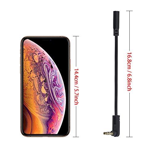 Poyiccot 3.5mm Headphone Extension Cable, 2-Pack 3.5mm Aux Extension Cable, Flat Right Angle 1/8 inch Male to Female Audio Stereo Short Cable for Phones, Speakers,PS4 Headset & More, 6.8inch