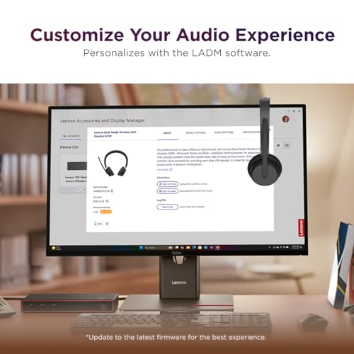 Lenovo Dual Mode Wireless ANC Headset 6550 with USB-C Receiver Microsoft Teams Certified, Hybrid Active Noise Cancellation, Bluetooth Dual Connectivity, Long Battery Life, Black - color: Black, size: Headset 6550 w/USB-C Receiver