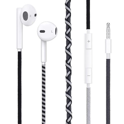 Wired in-Ear Headphones Colorful Braided Cable - 3.5mm Jack Built-in Mic, Adjustable Volume, Sweat & Dirt Resistant, Tangle-Free, Compatible with All 3.5mm Devices