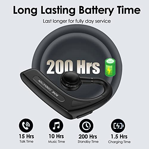 Open Ear Headphones Wireless Bluetooth Single Bone Conduction Wireless Earbuds with Earhooks Bone Conduction Headphones Bluetooth Head Set Earphones IPX5 Waterproof Long Battery Life Earpiece Black - color: Black