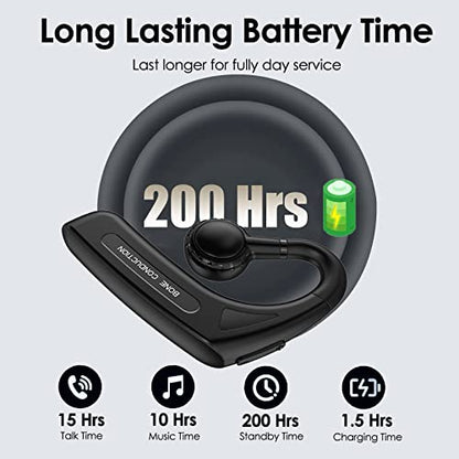 Open Ear Headphones Wireless Bluetooth Single Bone Conduction Wireless Earbuds with Earhooks Bone Conduction Headphones Bluetooth Head Set Earphones IPX5 Waterproof Long Battery Life Earpiece Black - color: Black
