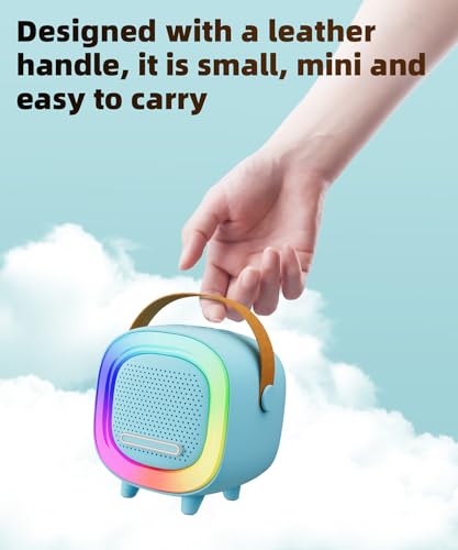 Kids Karaoke Machine Toy Ages 3-12, Mini 2 Wireless Mics Bluetooth Speaker | LED Party Lights, Voice Changer, Duets, BT 5.3, Rechargeable Portable, Christmas Birthday Gifts for Toddler Boys & Girls - color: Blue - 2 Mics