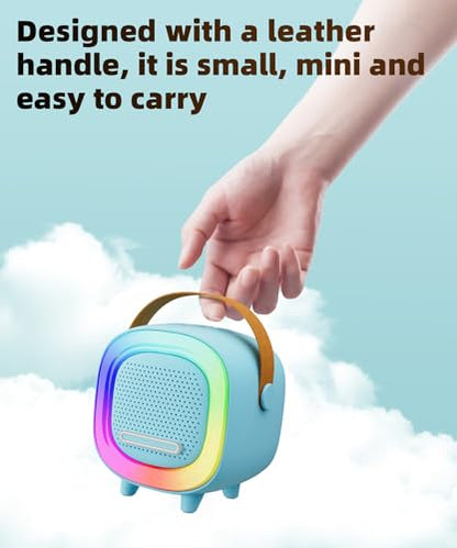 Kids Karaoke Machine Toy Ages 3-12, Mini 2 Wireless Mics Bluetooth Speaker | LED Party Lights, Voice Changer, Duets, BT 5.3, Rechargeable Portable, Christmas Birthday Gifts for Toddler Boys & Girls - color: Blue - 2 Mics