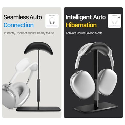 Headphone Stand for AirPods Max 2 & 1 Auto Sleep Mode, Black | Aluminum Pole & Stable Base, Anti-Scratch ABS Headset Holder, Anti-Scratch Touch Surface, Universal Compatibility - color: Black