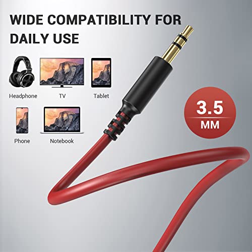OneOdio 6.35mm to 3.5mm 6.6-9.8FT Stereo Adapter Cable Compatible with AMPs, Electronic Keyboards, Mixers, Guitars and Pro10/Pro30/Pro50 Headphones of OneOdio-Red - color: Black Red