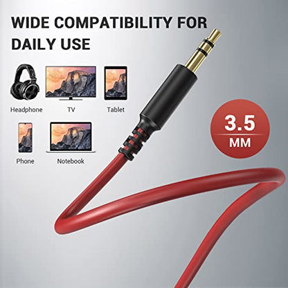 OneOdio 6.35mm to 3.5mm 6.6-9.8FT Stereo Adapter Cable Compatible with AMPs, Electronic Keyboards, Mixers, Guitars and Pro10/Pro30/Pro50 Headphones of OneOdio-Red - color: Black Red