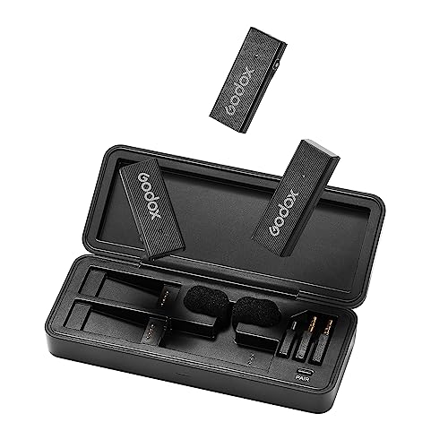GODOX MoveLink 미니 타입 C 무선 마이크 | 2.4GHz 소음 감소, 100m 범위, 충전 케이스 포함 2TX+1RX, 인터뷰 블로그 제작용