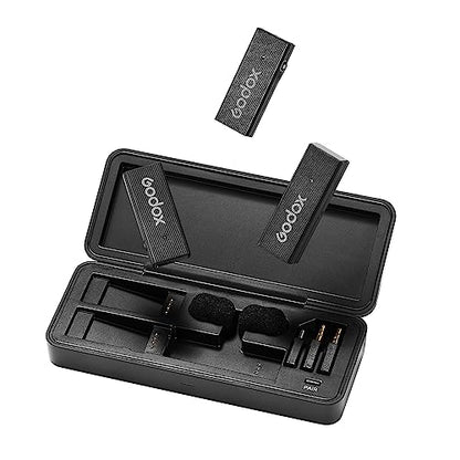 GODOX MoveLink 미니 타입 C 무선 마이크 | 2.4GHz 소음 감소, 100m 범위, 충전 케이스 포함 2TX+1RX, 인터뷰 블로그 제작용