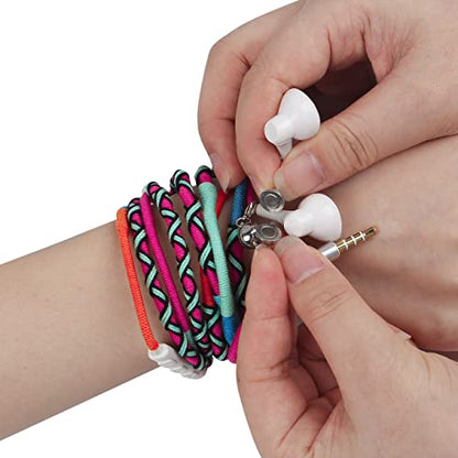 Nylon Braided Tangle Free in Ear Headphones - Colorful Wraps Wired Earbuds Bracelet with Microphone High Definition Compatible with iPhone, iPad, Mac, Laptop Android Samsung (7#)