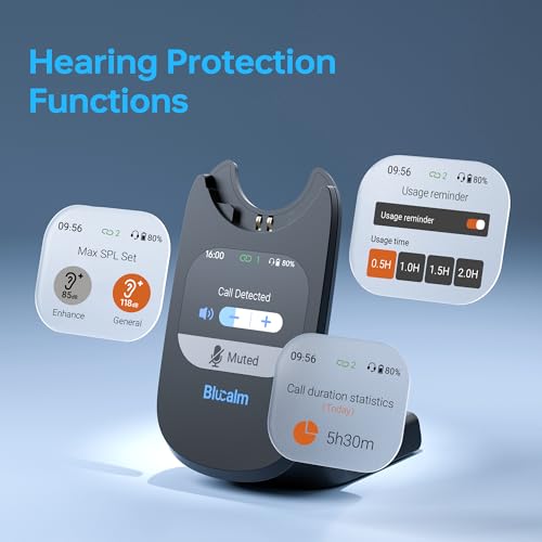 Work from Home Headset, Wireless Mic Headset for Office Noise Cancel Calls | One-Touch Mic Mute & 2.4G USB Dongle, Touch Screen Smart Dock, Work with Teams, Zoom & PC