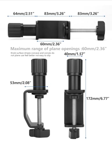 REFLEX CAMERA 37" Articulating Magic Arm Overhead Camera Mount – 3.3kg Load Capacity, Boom Arm with 1/4" Screws, 2-60mm Clamp Range Ideal for DSLR, Photography, Videography & Streaming