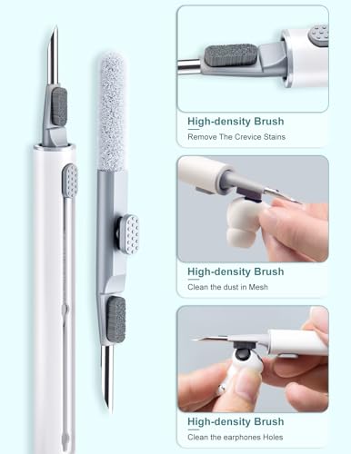 2 Pack Cleaner Kit for Airpods Pro 4 3 2 1, Multi-Function Cleaning Pen Tool with Soft Brush Flocking Sponge for Wireless Earbuds Bluetooth Headphone iPhone Electronics - color: White