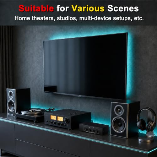 4x1 RCA L/R + 3.5mm Aux Bi-Directional Stereo Audio Switcher | 4 in 1 Out Passive A/B Analog Stereo Audio Switch Selector Box 1 in 4 Out Audio Splitter Only 1 of 4 Outports Works at a time