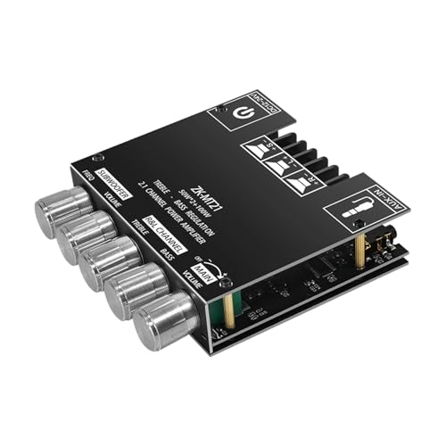 ZK-MT21 2.1 Channel Bluetooth Amplifier Board – Mini 12V-24V Audio Amplifier with Subwoofer Output, Bass Treble Control 50W+50W+100W– DIY HiFi Home TV Amp for Passive Speakers - size: ZK-MT21