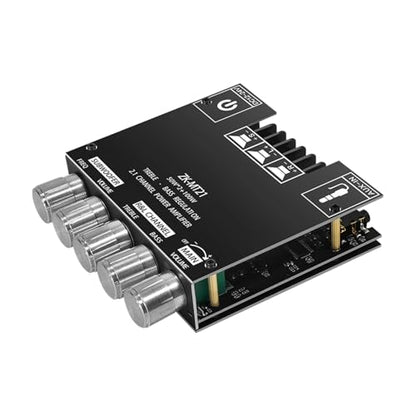 ZK-MT21 2.1 Channel Bluetooth Amplifier Board – Mini 12V-24V Audio Amplifier with Subwoofer Output, Bass Treble Control 50W+50W+100W– DIY HiFi Home TV Amp for Passive Speakers - size: ZK-MT21