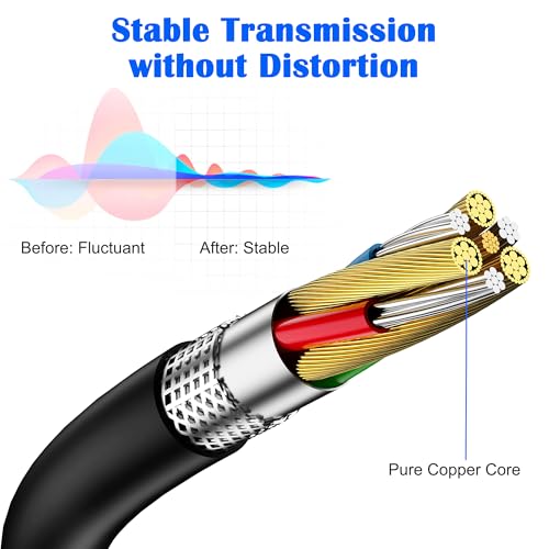 MEIRIYFA 3.5mm to 6.35mm Stereo Audio Cable, 3.5mm 1/8 inch Male TRS to 6.35mm 1/4 inch Male TRS Right Angle Audio Cable Cord for Guitar Laptop Home Theater Smartphone Amplifier (2PCS, 1.8M)