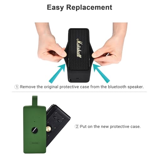 Silicone Protective Case Skin Cover Compatible with Marshall Emberton III Portable Bluetooth Speaker (Green)