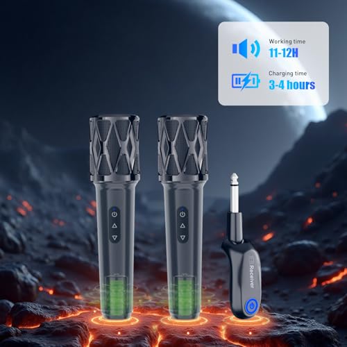 ZOWEETEK Wireless Dual Handheld Dynamic Karaoke Microphone Set | Rechargeable Receiver, Plug & Play, for Singing, Wedding, Party, Classroom, Speech, Church, PA System