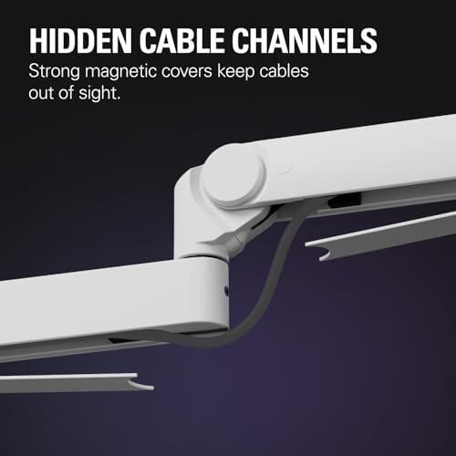 Elgato Wave Mic Arm Pro White, Gas Spring Mic Arm | Supports up to 3kg, Silent gas-spring adjustment, Hidden cable channels, Padded clamp, Compatible with most mic brands - color: White
